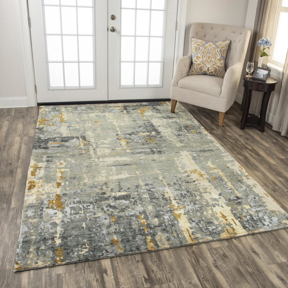 Hand Knotted Cut Pile Wool/ Viscose Rug, 10' x 14'. Picture 2