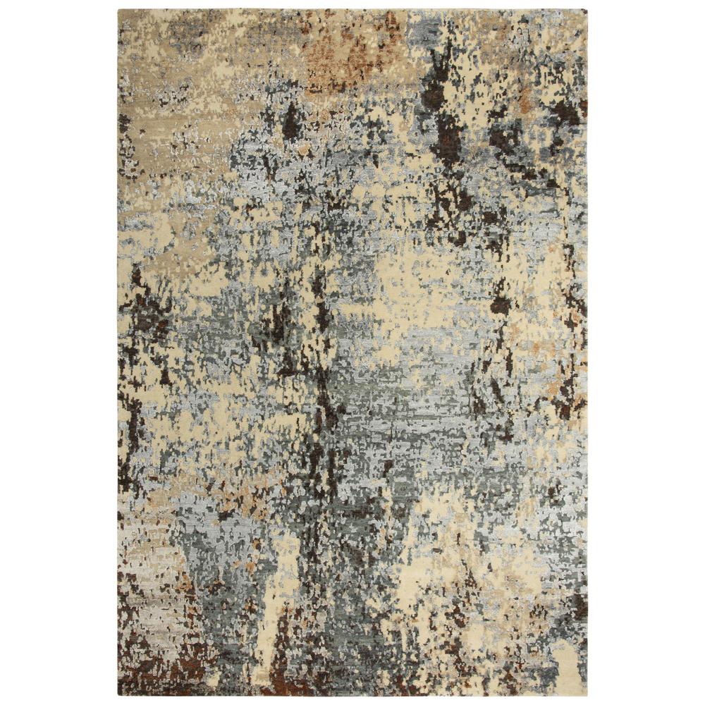 Hand Knotted Cut Pile Wool/ Viscose Rug, 10' x 14'. Picture 1