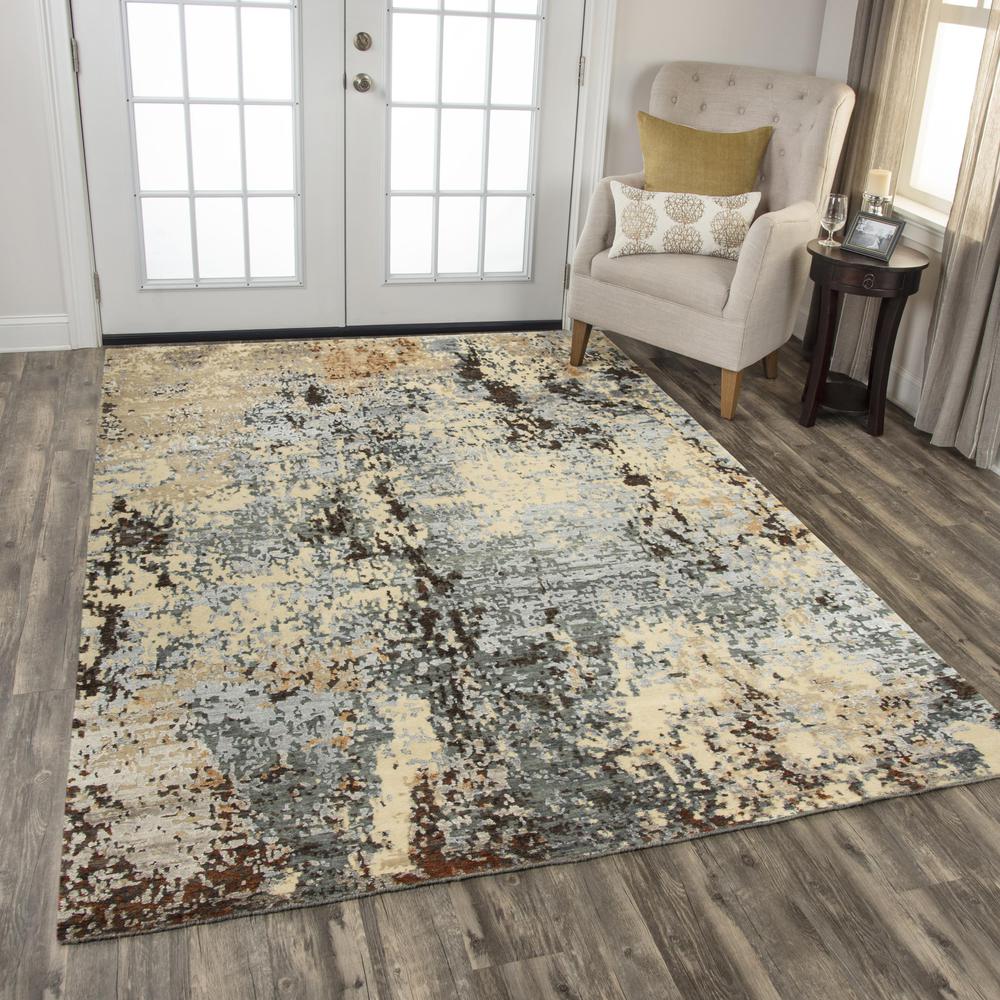 Hand Knotted Cut Pile Wool/ Viscose Rug, 10' x 14'. Picture 2
