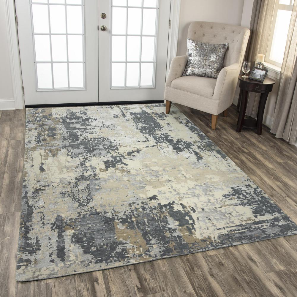 Hand Knotted Cut Pile Wool/ Viscose Rug, 10' x 14'. Picture 2