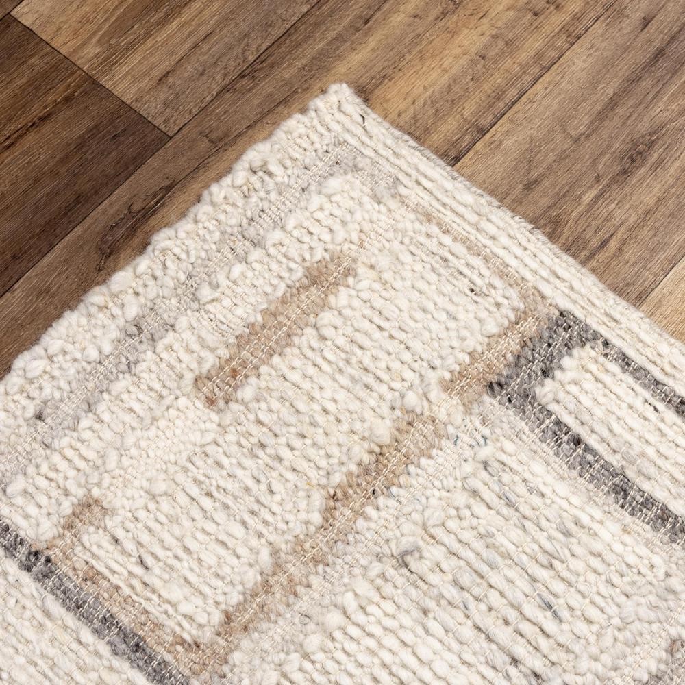 Hand Woven Flat Weave Pile Hand Spun Wool/ Cotton Rug, 5' x 7'6". Picture 4