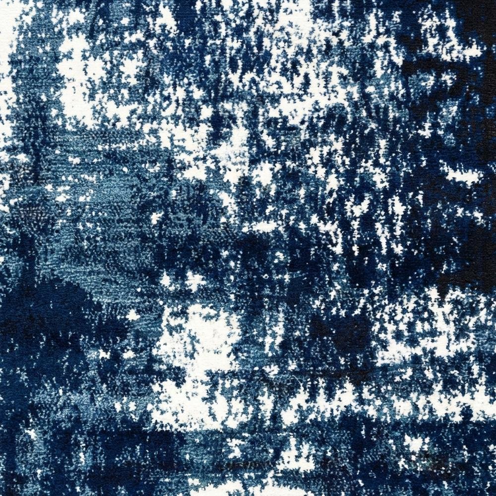 Light Blue Machine-Made Rectangle Runner with Cut Pile Design. Picture 5