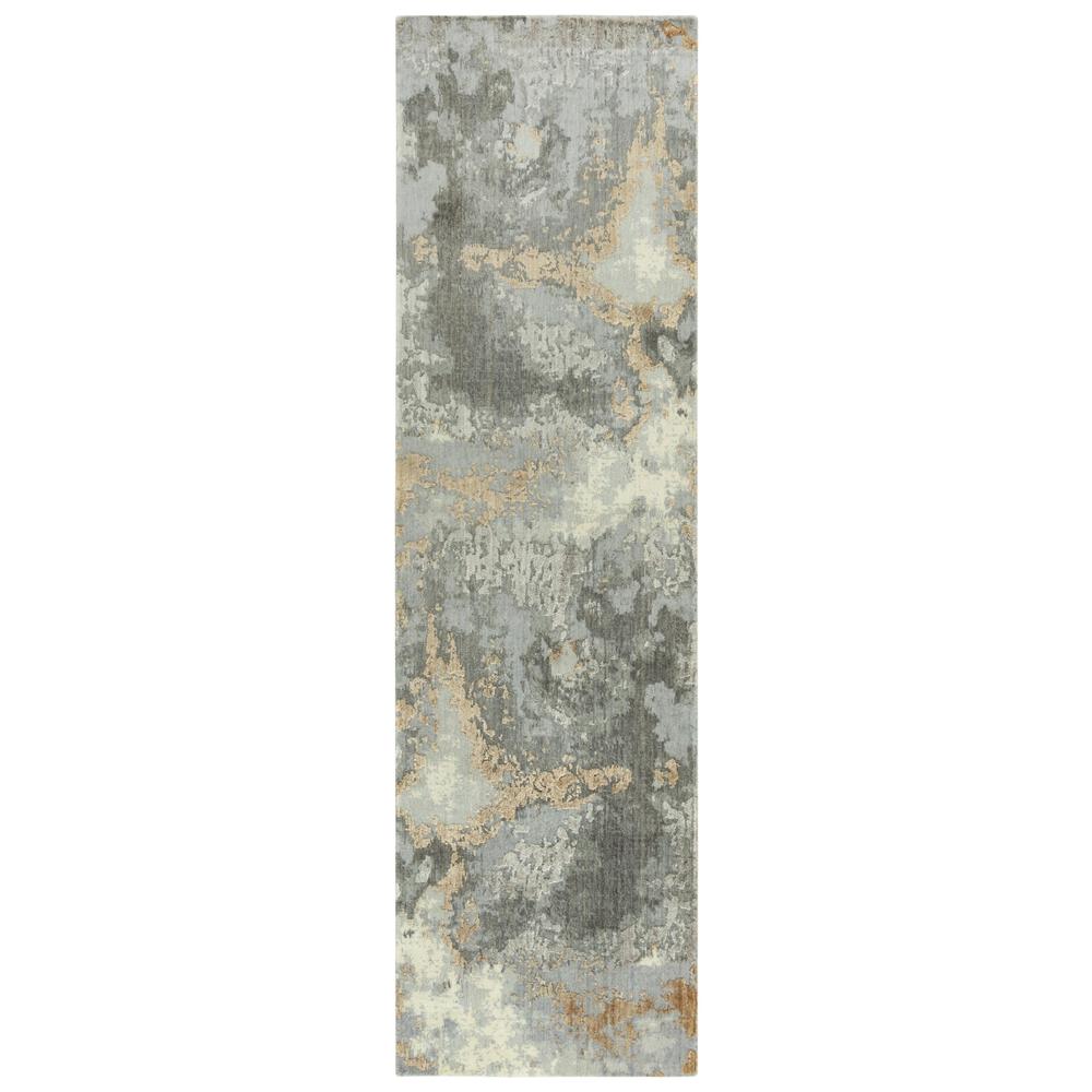 Hybrid Cut Pile Wool/ Tencel Rug, 2'6" x 8'. Picture 1