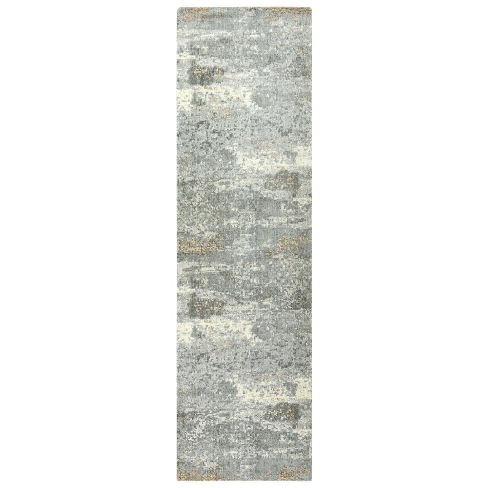 Hybrid Cut Pile Wool/ Tencel Rug, 2'6" x 8'. Picture 1