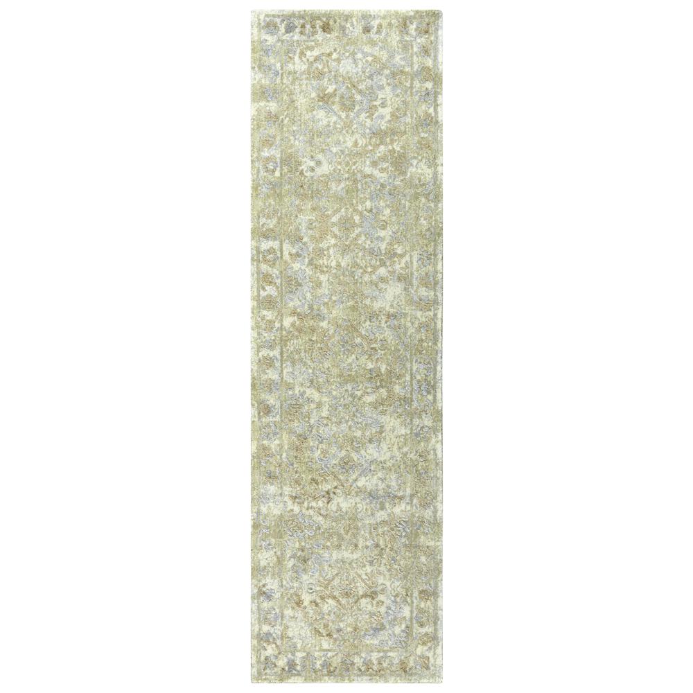 Hybrid Cut Pile Wool/ Tencel Rug, 2'6" x 8'. Picture 1