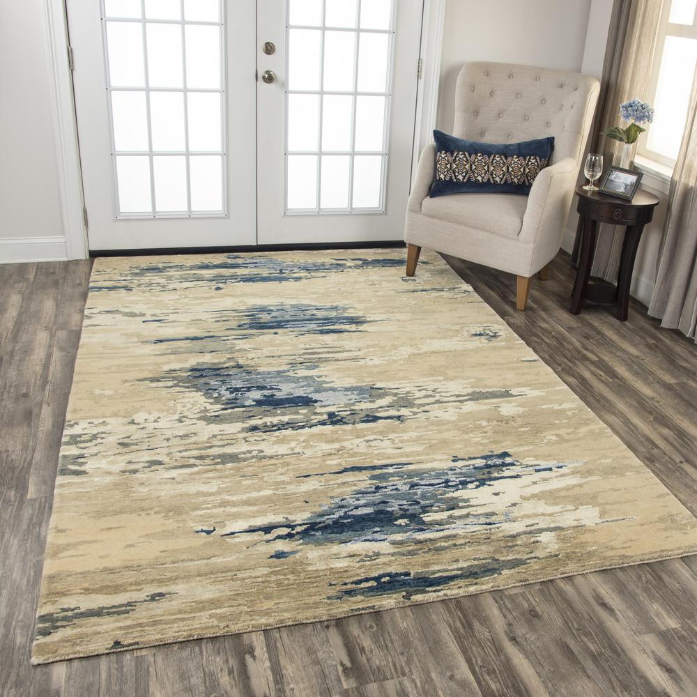 Hand Knotted Cut Pile Wool/ Viscose Rug, 6' x 9'. Picture 2