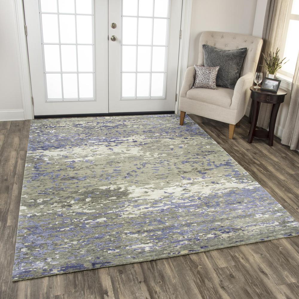 Hand Knotted Cut Pile Wool/ Viscose Rug, 6' x 9'. Picture 2