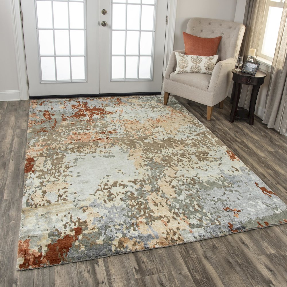 Hand Knotted Cut Pile Wool/ Viscose Rug, 8' x 10'. Picture 2