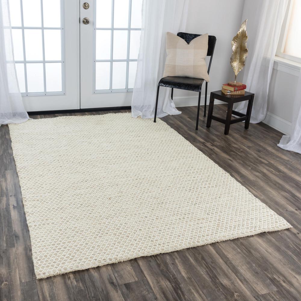 Hand Woven Loop Pile Wool Rug, 7'6" x 9'6". Picture 2