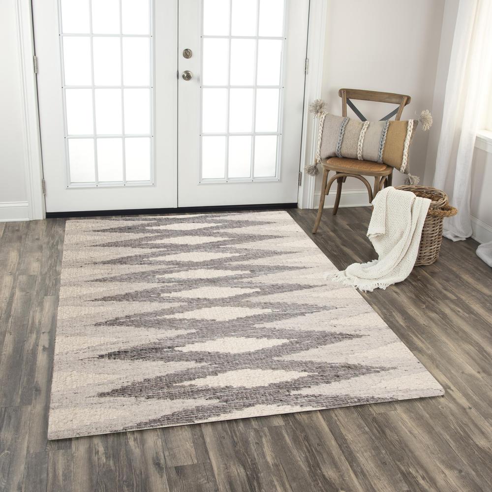 Hand Woven Flat Weave Pile Hand Spun Wool/ Cotton Rug, 8' x 10'. Picture 2