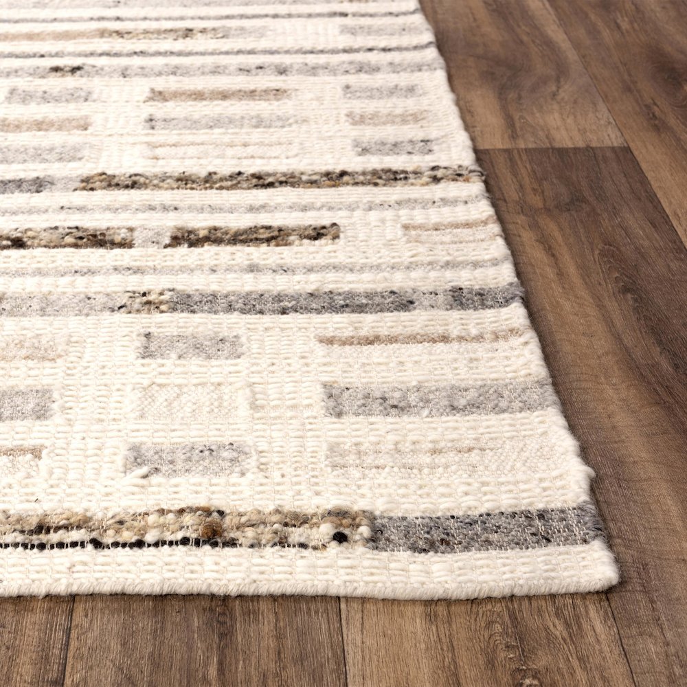 Hand Woven Flat Weave Pile Hand Spun Wool/ Cotton Rug, 8' x 10'. Picture 3