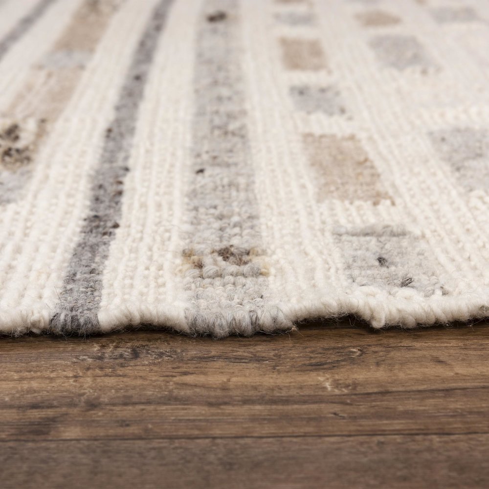Hand Woven Flat Weave Pile Hand Spun Wool/ Cotton Rug, 8' x 10'. Picture 6