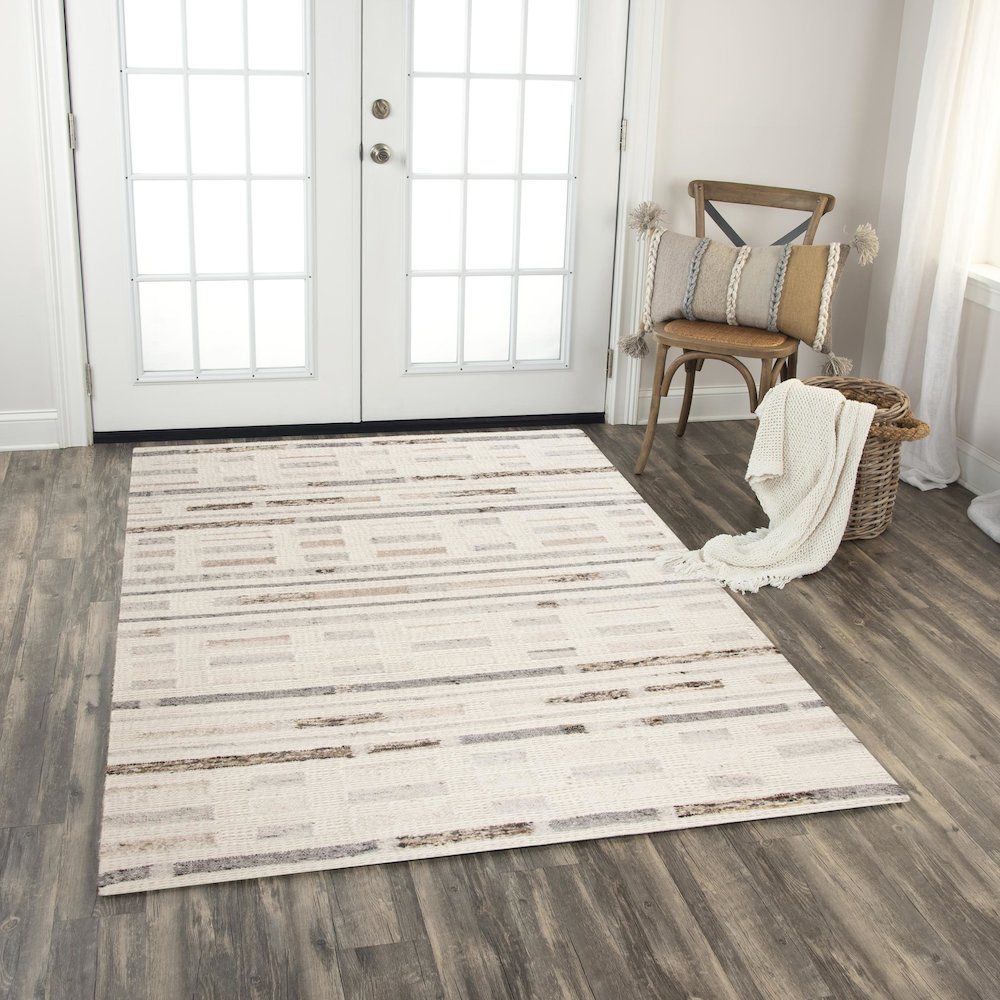 Hand Woven Flat Weave Pile Hand Spun Wool/ Cotton Rug, 8' x 10'. Picture 2