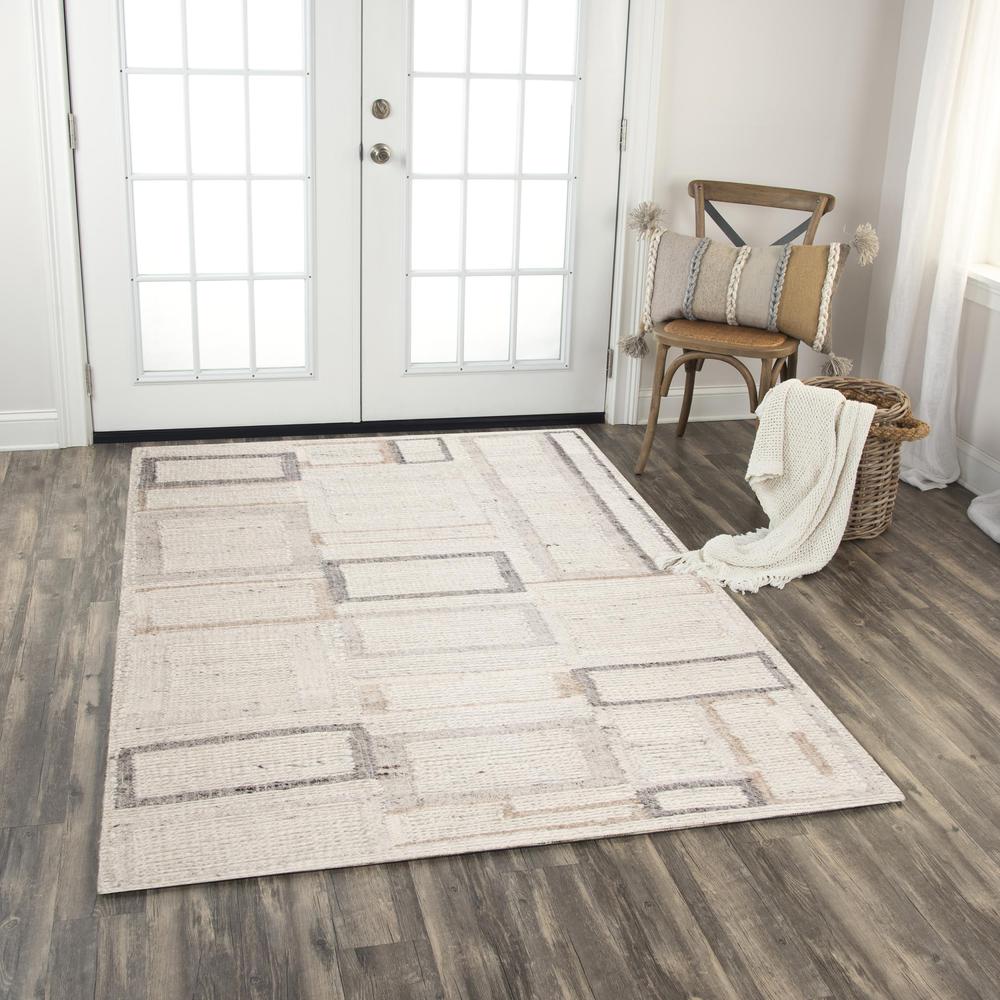Hand Woven Flat Weave Pile Hand Spun Wool/ Cotton Rug, 8' x 10'. Picture 2