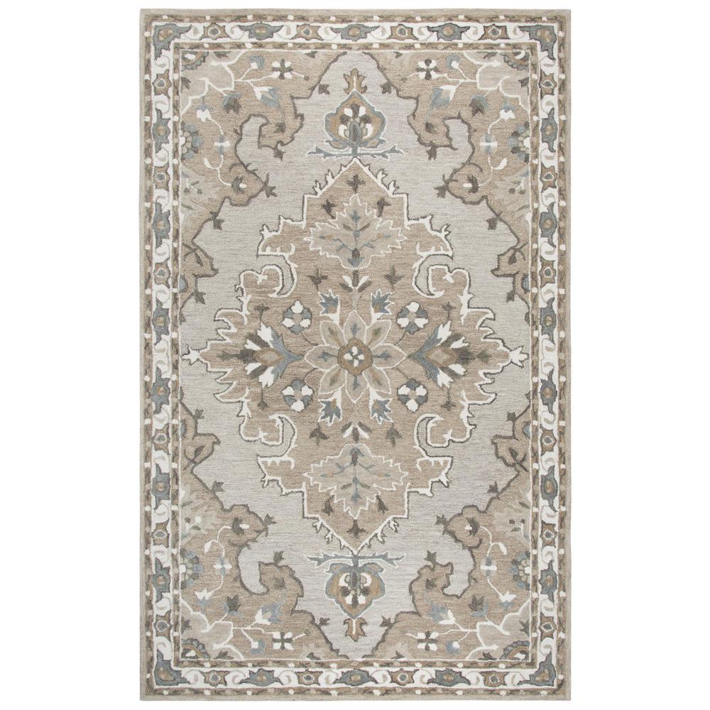 Hand Tufted Cut & Loop Pile Wool Rug, 5' x 8'. Picture 1