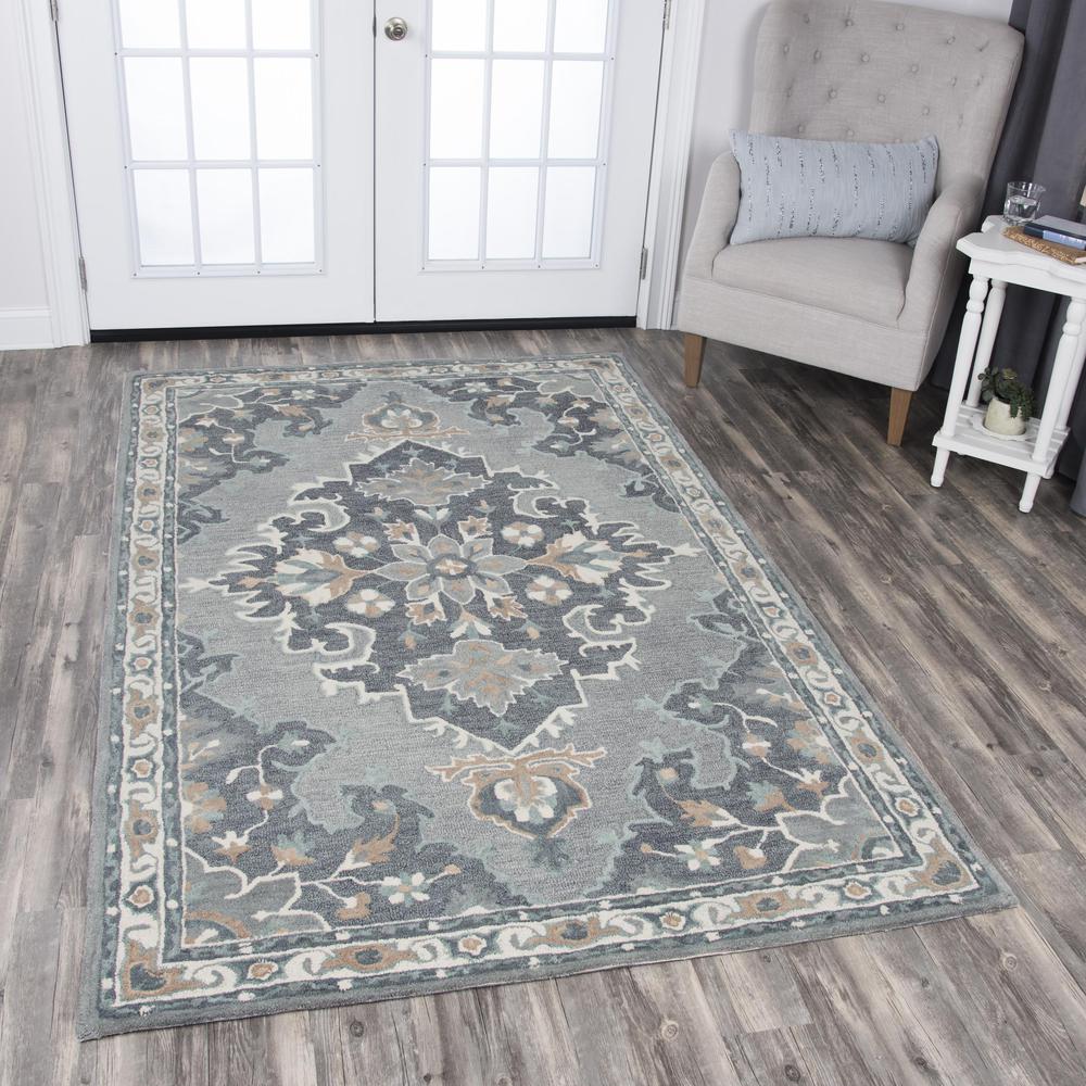 Hand Tufted Cut & Loop Pile Wool Rug, 2'6" x 8'. Picture 2