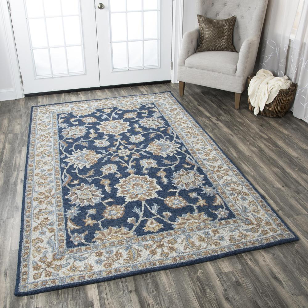 Hand Tufted Loop Pile Wool Rug, 3' x 5'. Picture 2