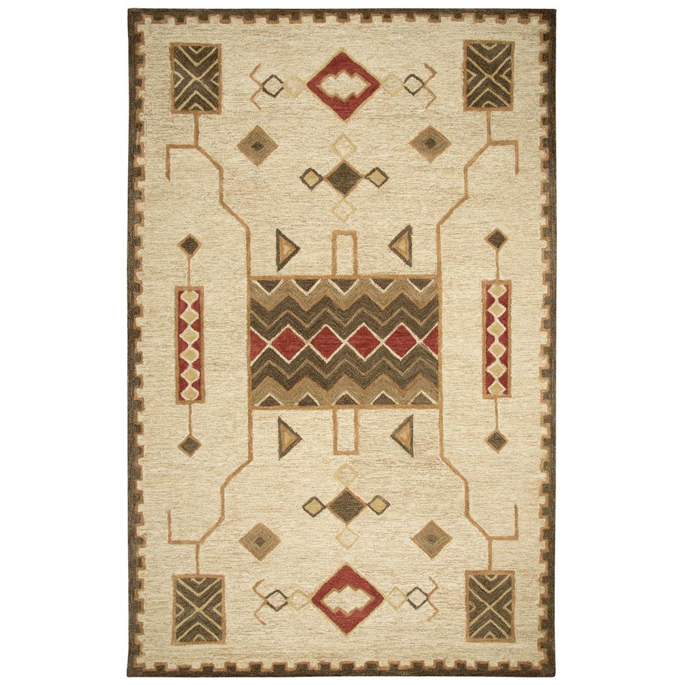 Hand Tufted Loop Pile Wool Rug, 5' x 8'. Picture 1
