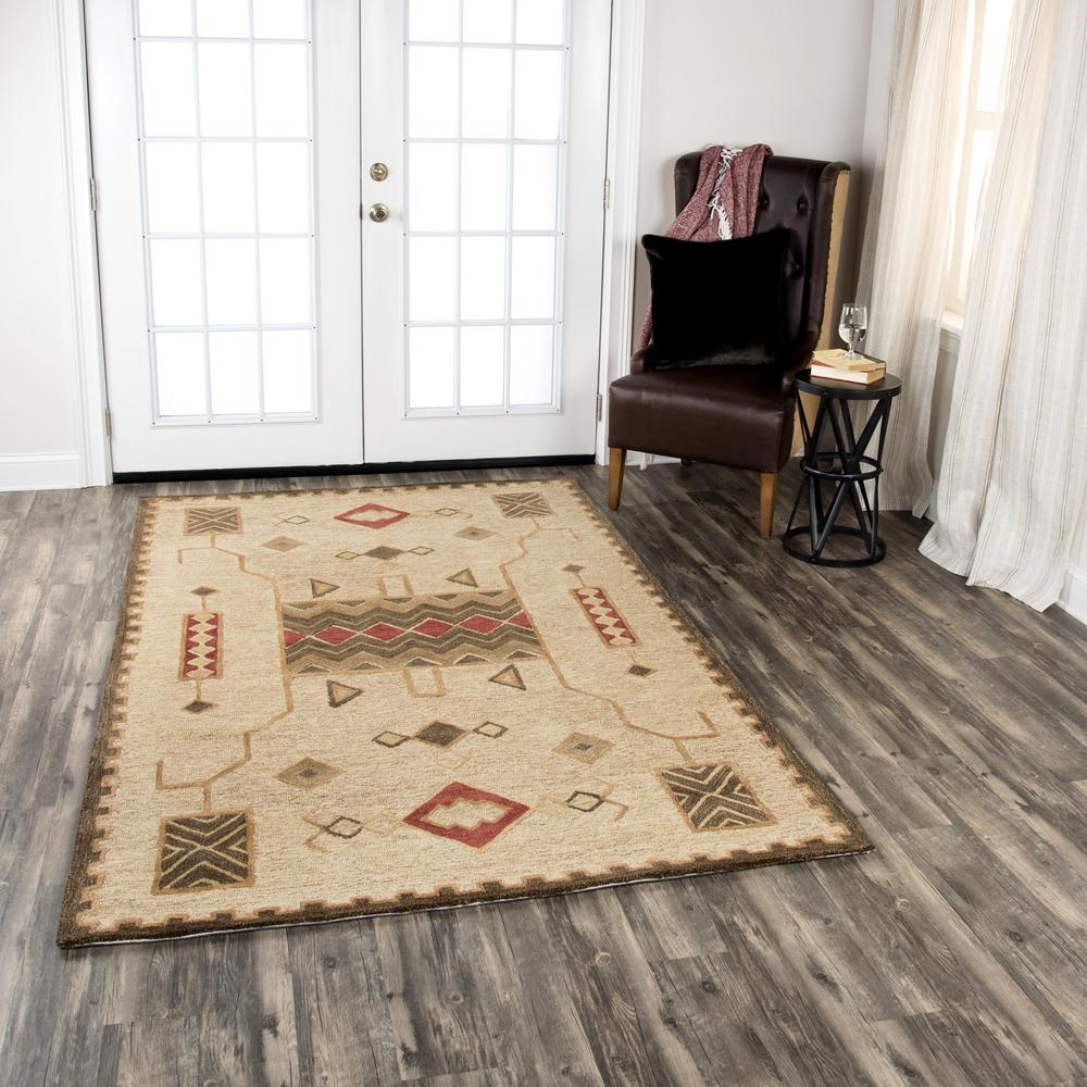 Hand Tufted Loop Pile Wool Rug, 5' x 8'. Picture 2