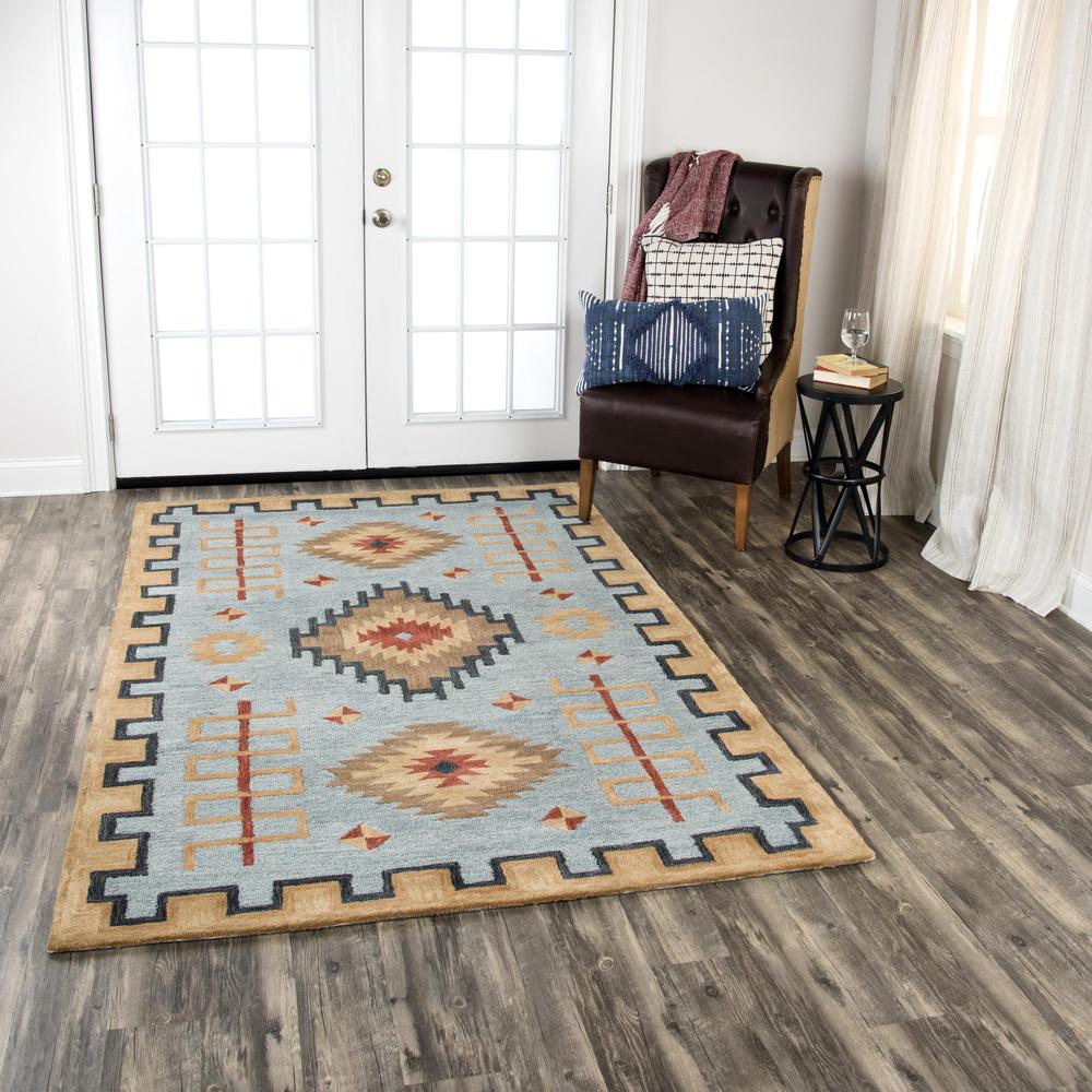 Hand Tufted Loop Pile Wool Rug, 5' x 8'. Picture 2