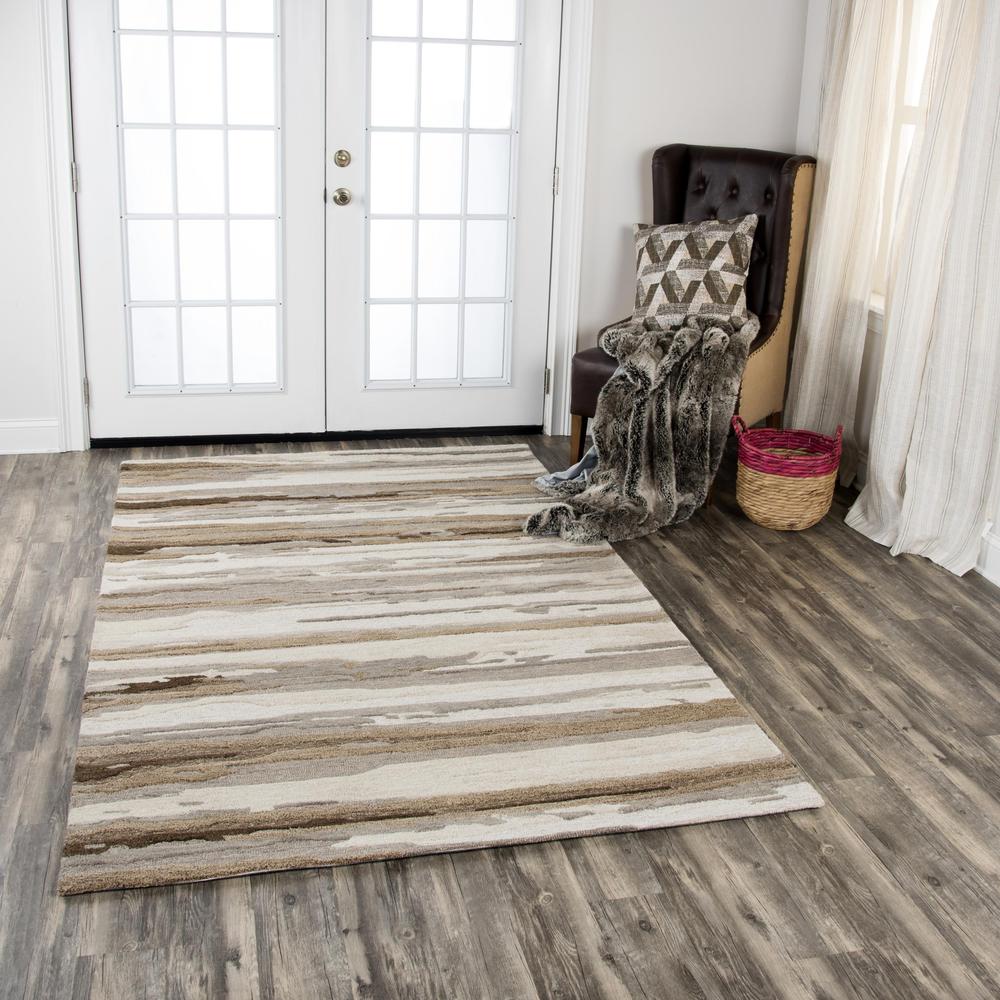 Hand Tufted Cut & Loop Pile Wool Rug, 2'6" x 8'. Picture 2