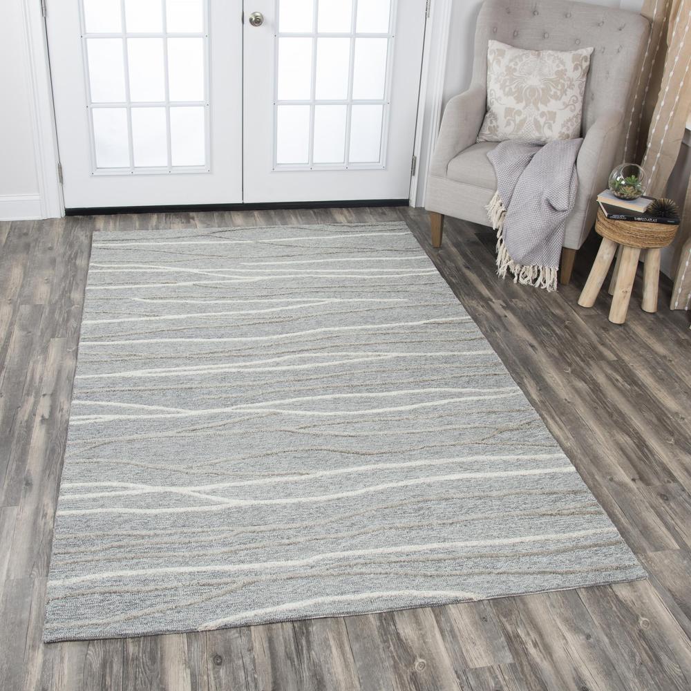 Hand Tufted Cut & Loop Pile Wool Rug, 2'6" x 8'. Picture 2