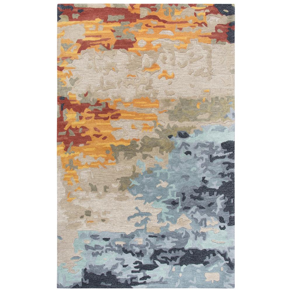 Hand Tufted Cut & Loop Pile Wool/ Viscose Rug, 5' x 8'. Picture 1