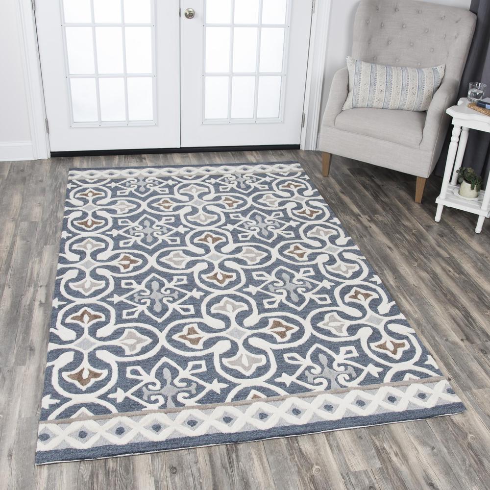 Hand Tufted Cut & Loop Pile Wool Rug, 2'6" x 8'. Picture 2