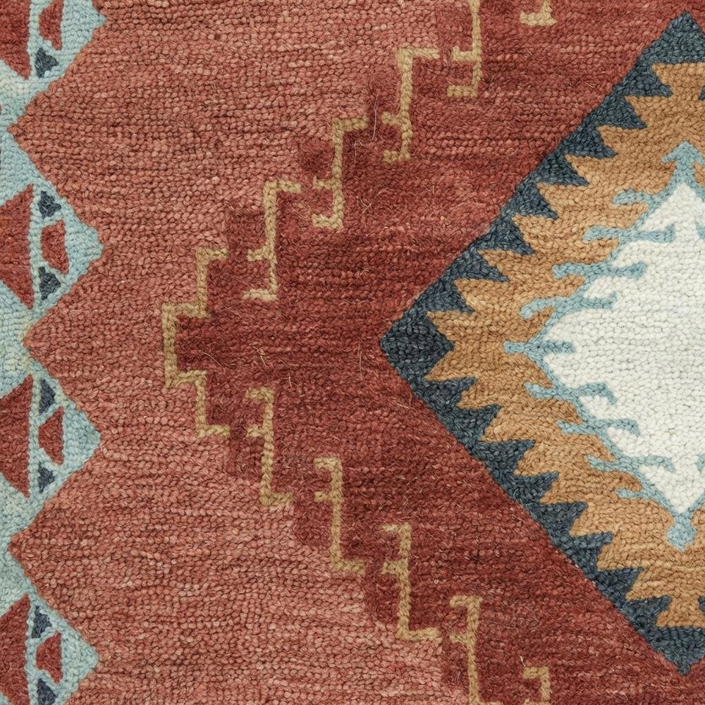 Rust Hand Tufted Wool Area Rug with Southwest Design, 5' x 8'. Picture 5