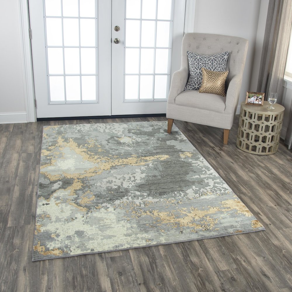 Hybrid Cut Pile Wool/ Tencel Rug, 2'6" x 8'. Picture 2