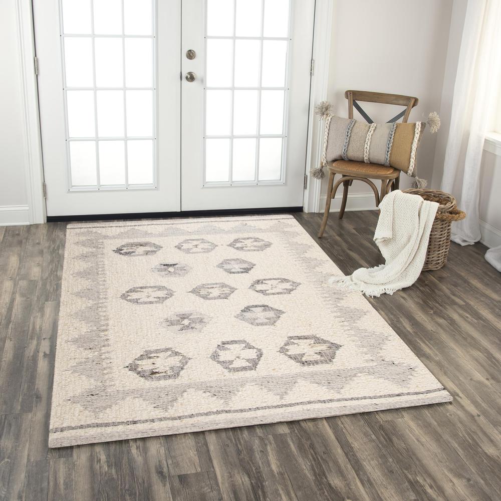 Hand Woven Flat Weave Pile Hand Spun Wool/ Cotton Rug, 9' x 12'. Picture 2