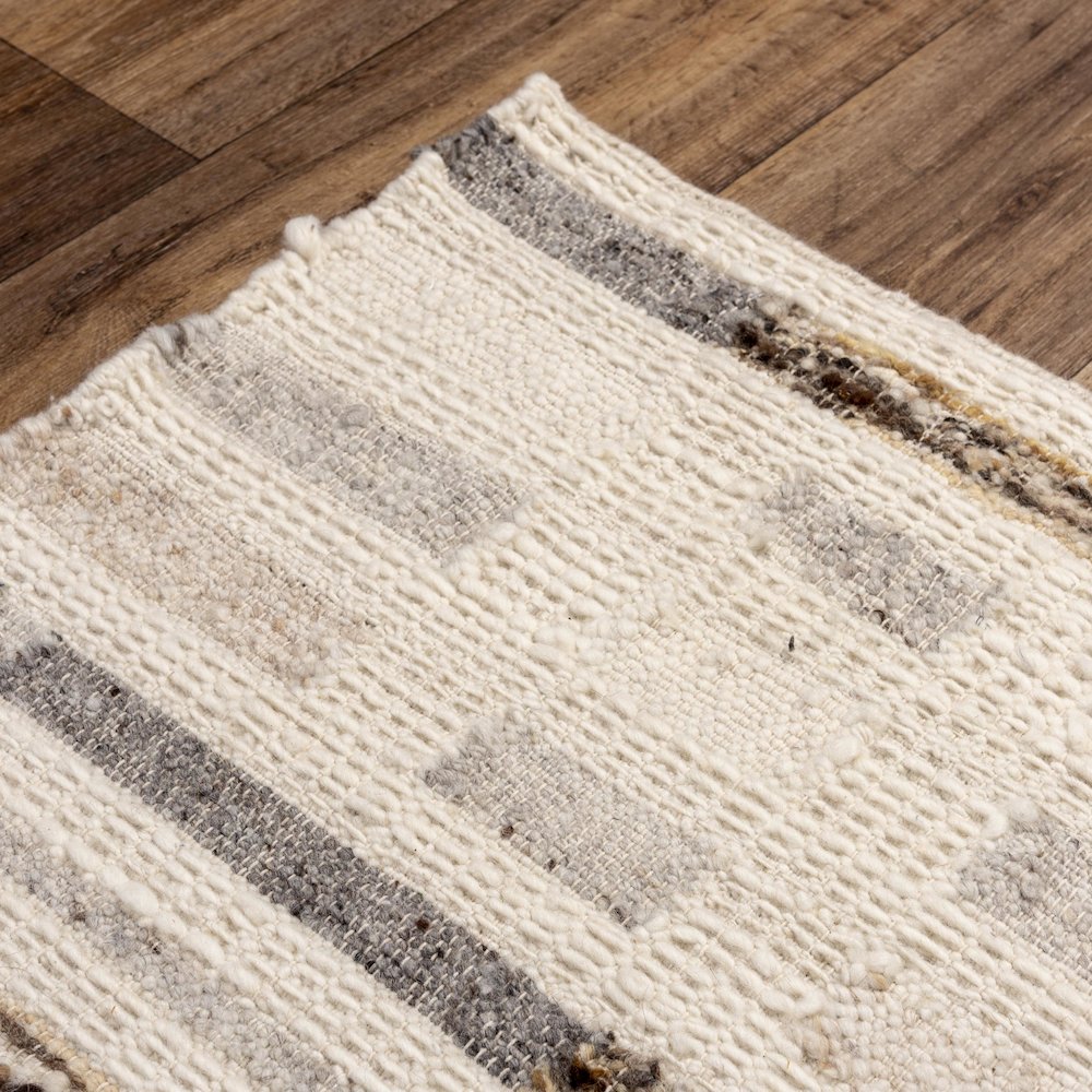 Hand Woven Flat Weave Pile Hand Spun Wool/ Cotton Rug, 9' x 12'. Picture 5