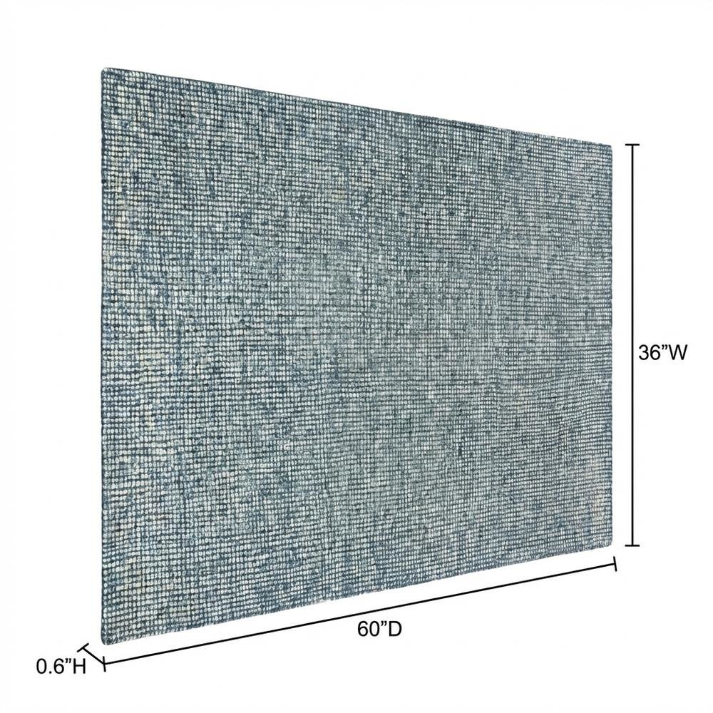 Blue Hand-Tufted Rectangle Rug with Casual Style and Cotton Backing. Picture 7