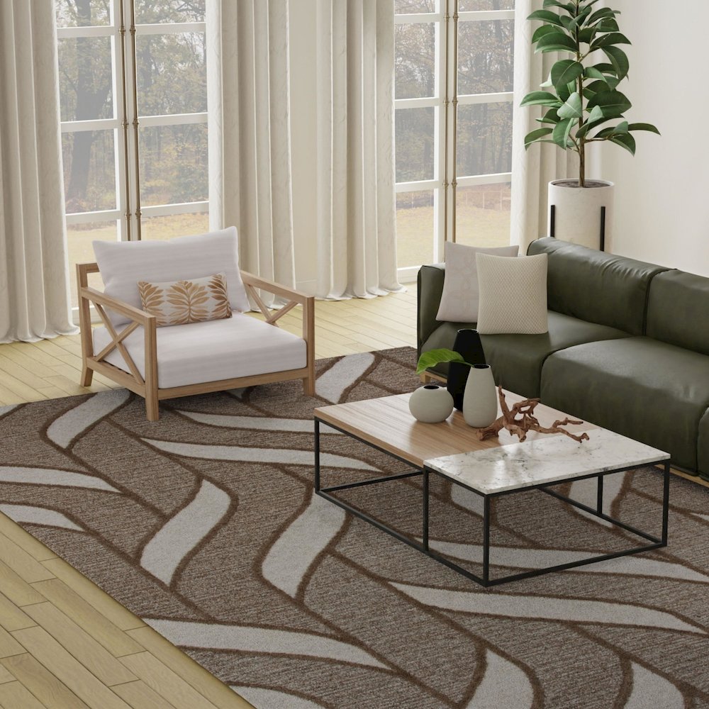 8'9" x 11'9" Cut & Loop Pile Hand Tufted Rug. Picture 8