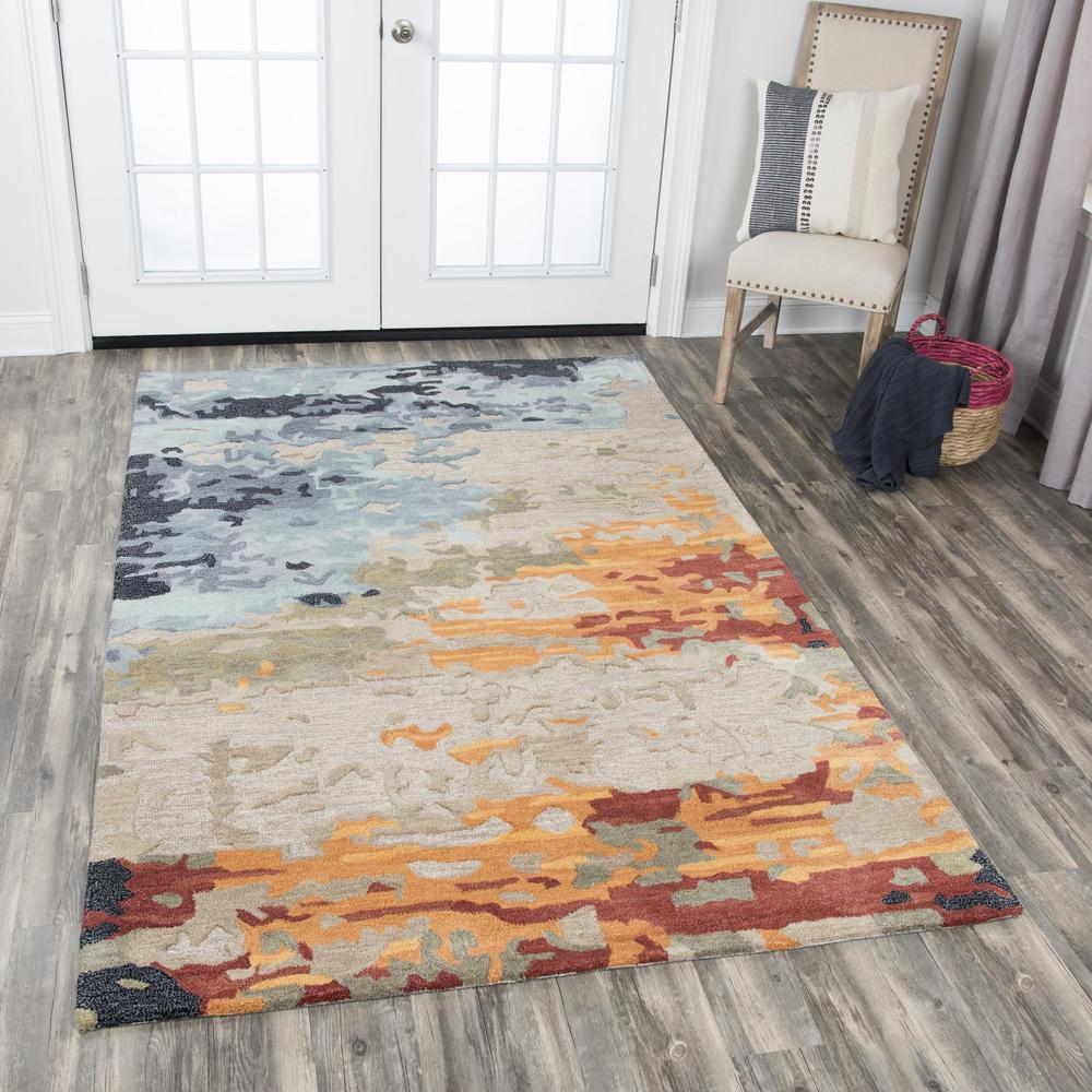 Hand Tufted Cut & Loop Pile Wool/ Viscose Rug, 5' x 8'. Picture 2