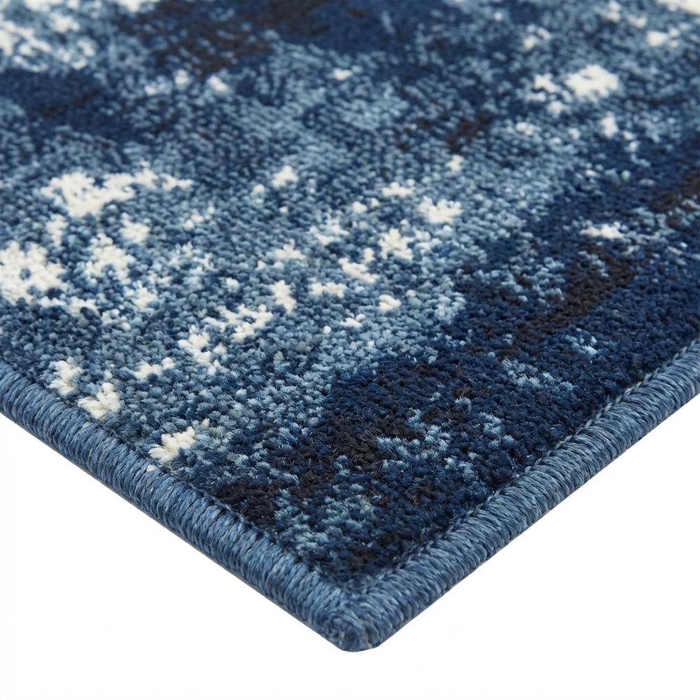 Light Blue Machine-Made Rectangle Runner with Cut Pile Design. Picture 6