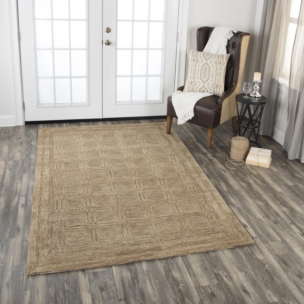 Hand Tufted Cut & Loop Pile Wool Rug, 5' x 8'. Picture 6