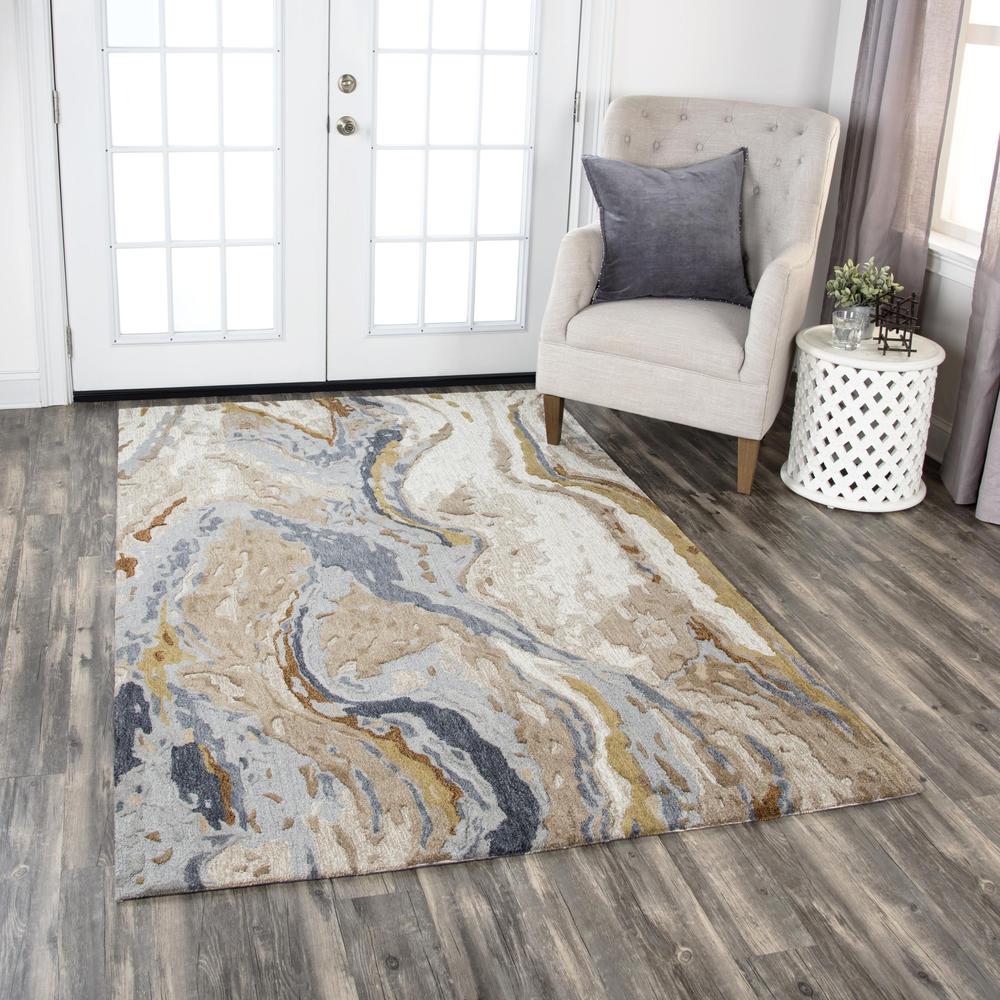 Hand Tufted Cut & Loop Pile Wool Rug, 8' x 10'. Picture 2