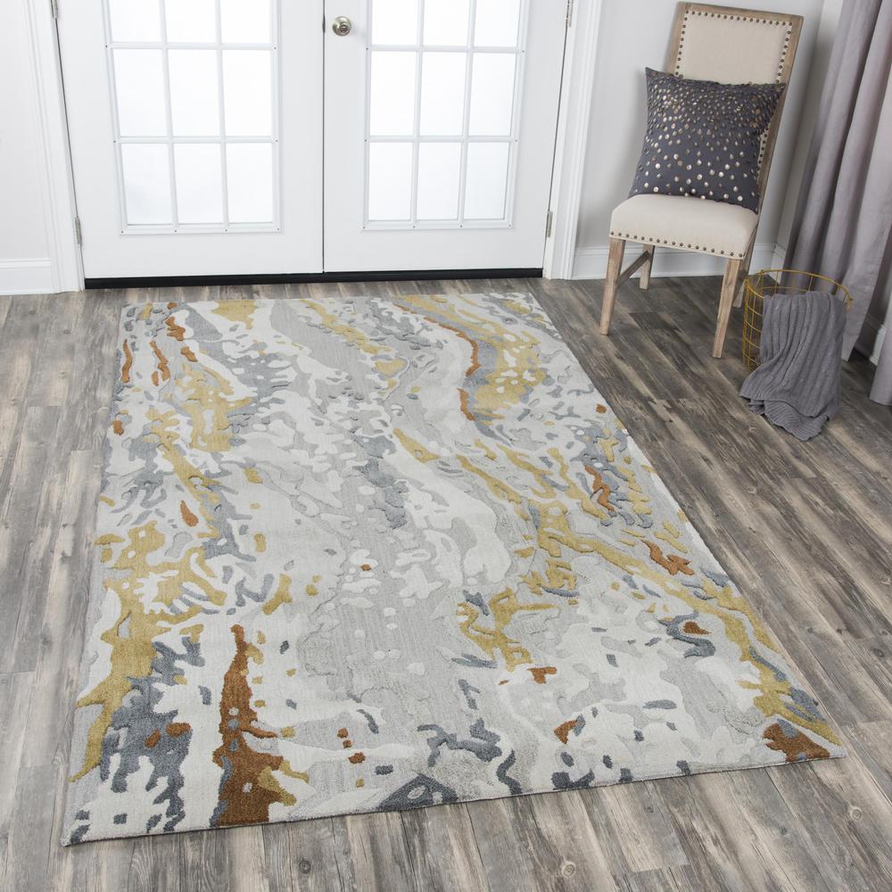 Hand Tufted Cut & Loop Pile Wool/ Viscose Rug, 8' x 10'. Picture 2