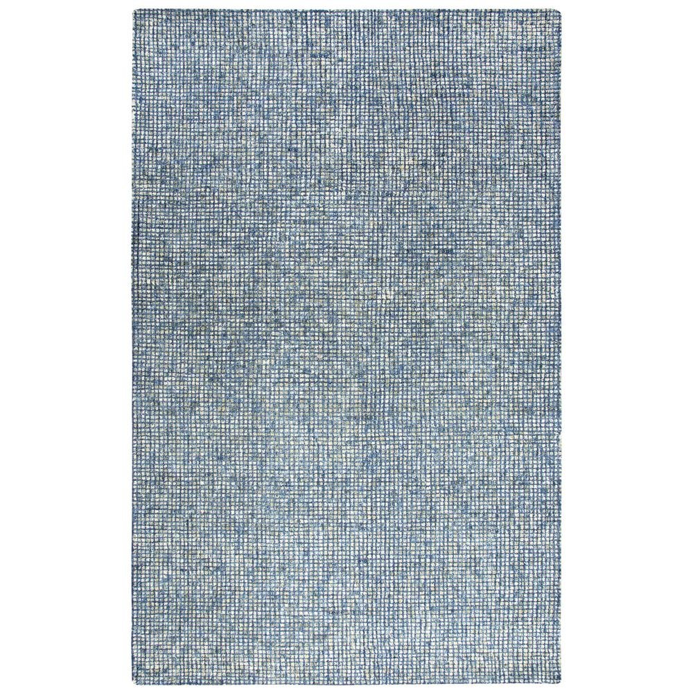 Blue Hand-Tufted Rectangle Rug with Casual Style and Cotton Backing. Picture 1