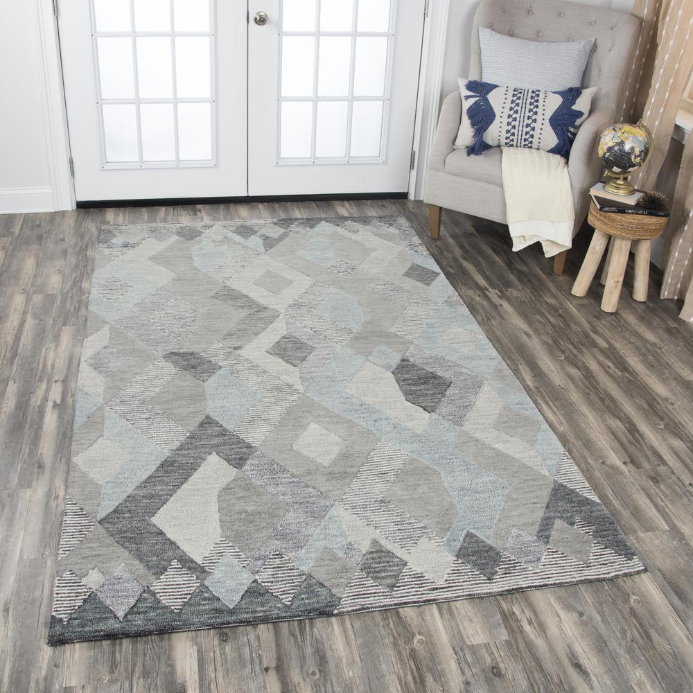 Hand Tufted Cut & Loop Pile Wool Rug, 9' x 12'. Picture 2
