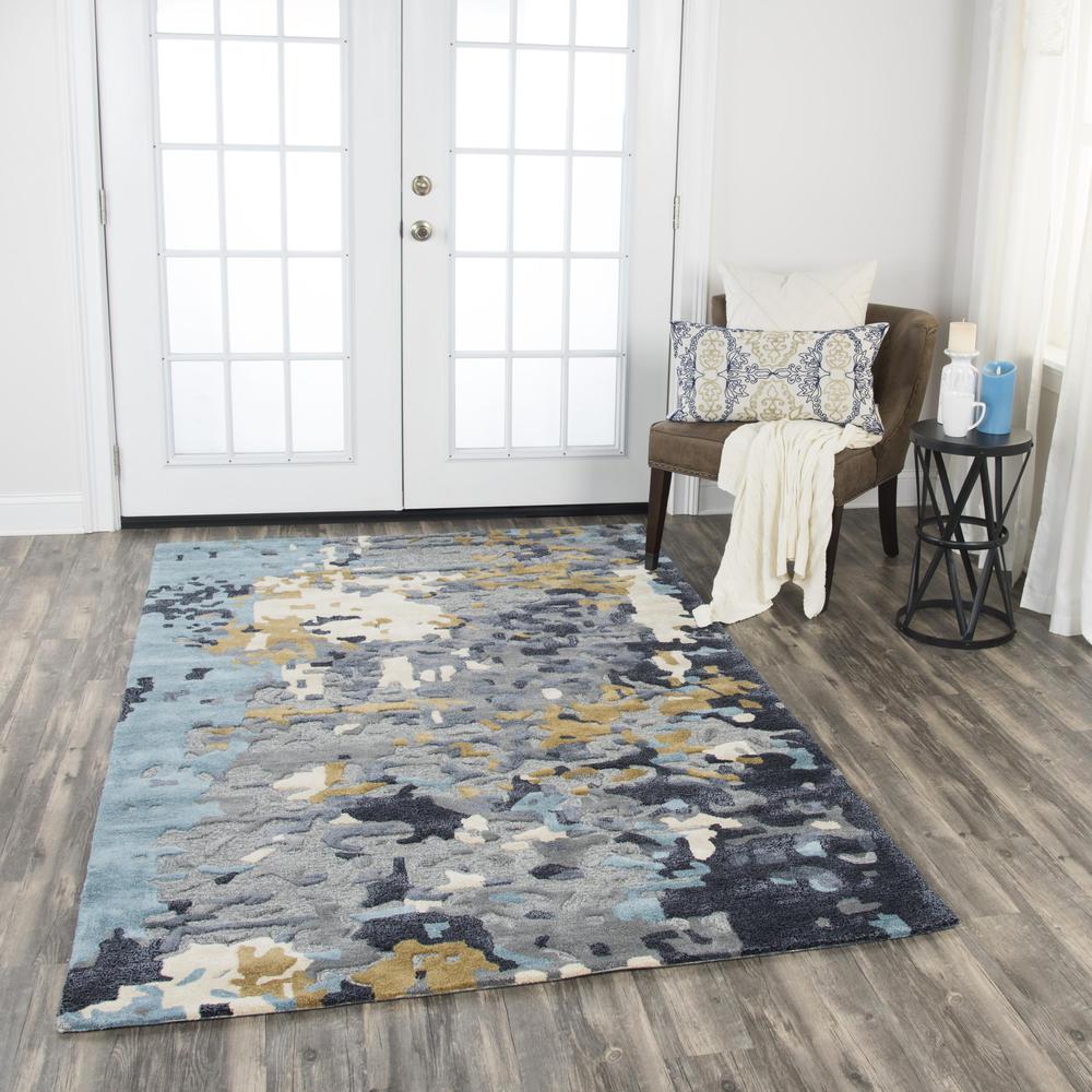Hand Tufted Cut & Loop Pile Wool/ Viscose Rug, 9' x 12'. Picture 2