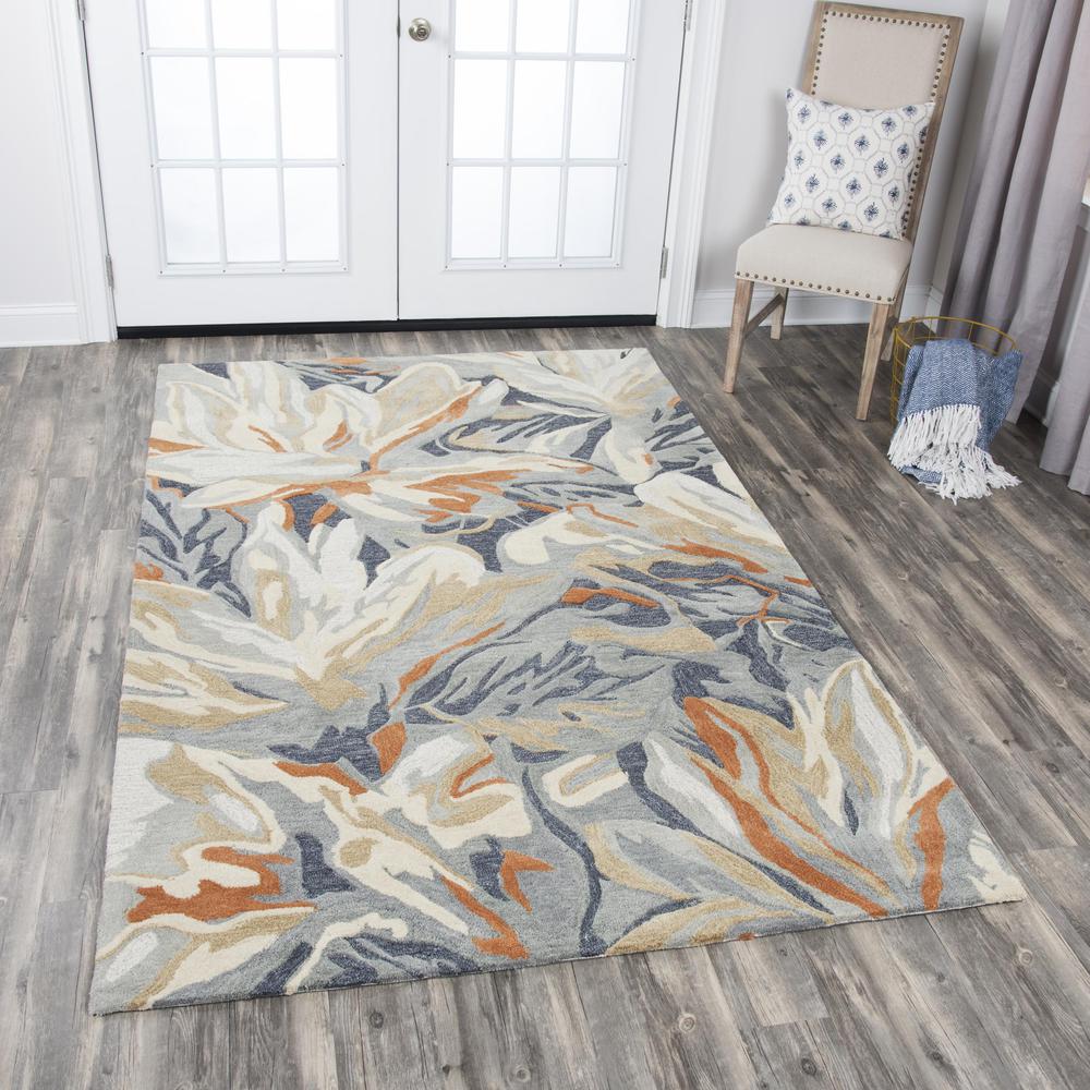 Hand Tufted Cut & Loop Pile Wool/ Viscose Rug, 9' x 12'. Picture 2