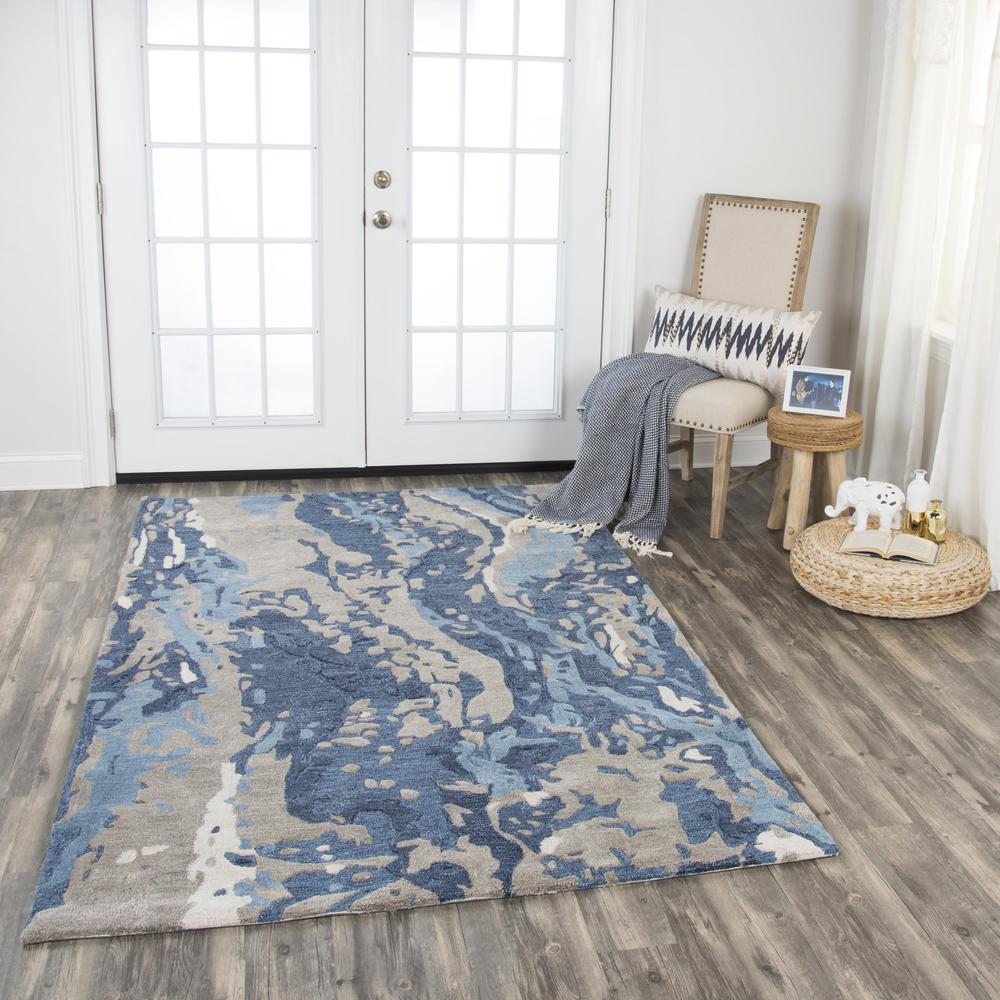 Hand Tufted Cut & Loop Pile Wool/ Viscose Rug, 9' x 12'. Picture 2