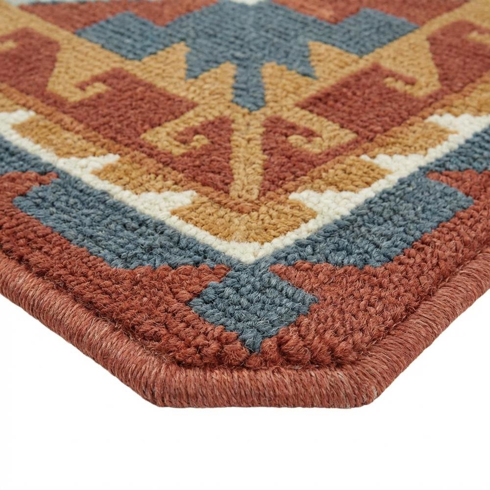 Rust Hand Tufted Wool Area Rug with Southwest Design, 5' x 8'. Picture 6