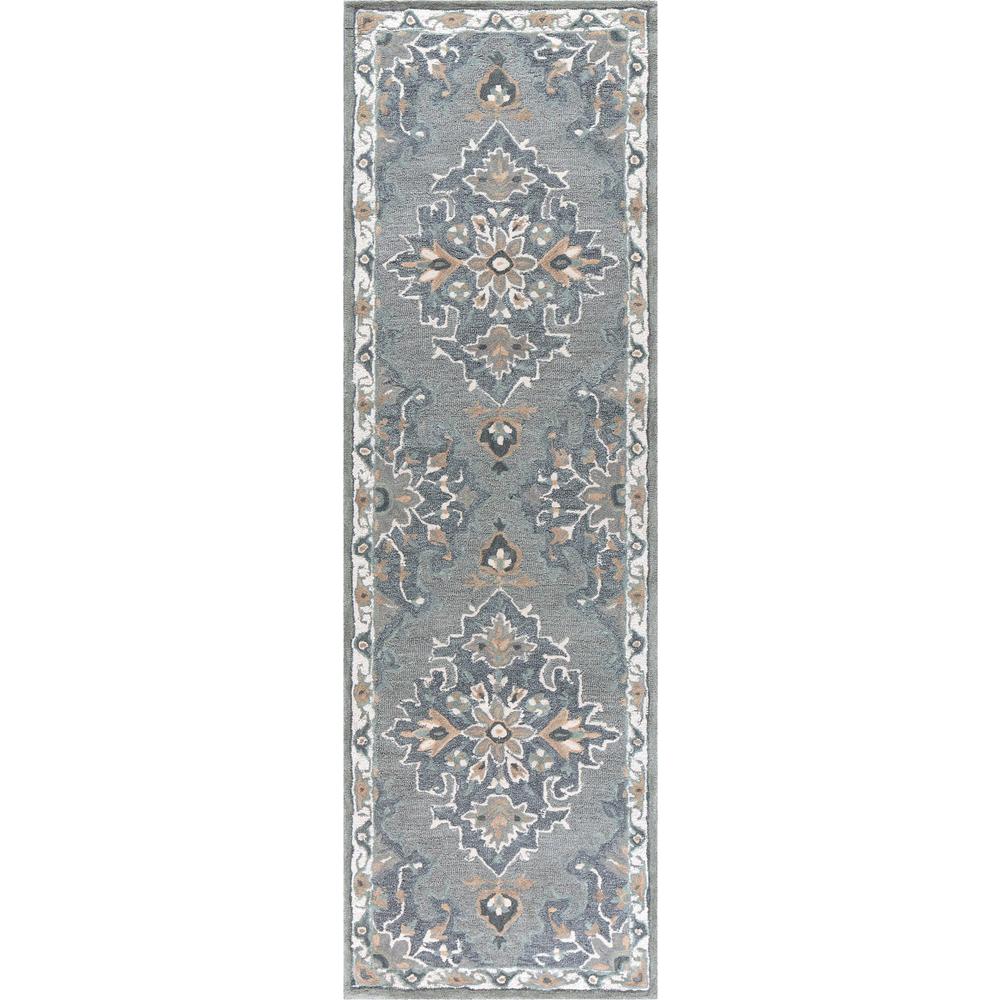 Hand Tufted Cut & Loop Pile Wool Rug, 2'6" x 8'. Picture 1