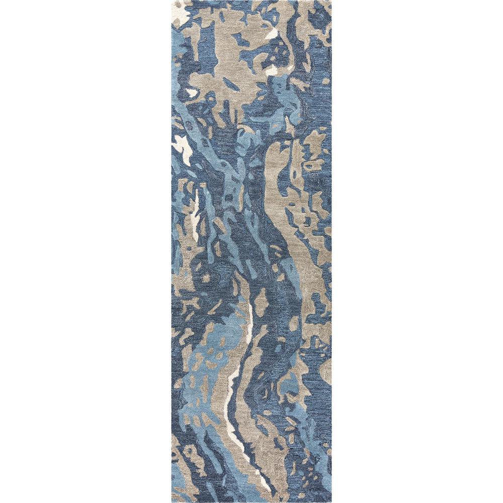 Hand Tufted Cut & Loop Pile Wool/ Viscose Rug, 2'6" x 8'. Picture 1