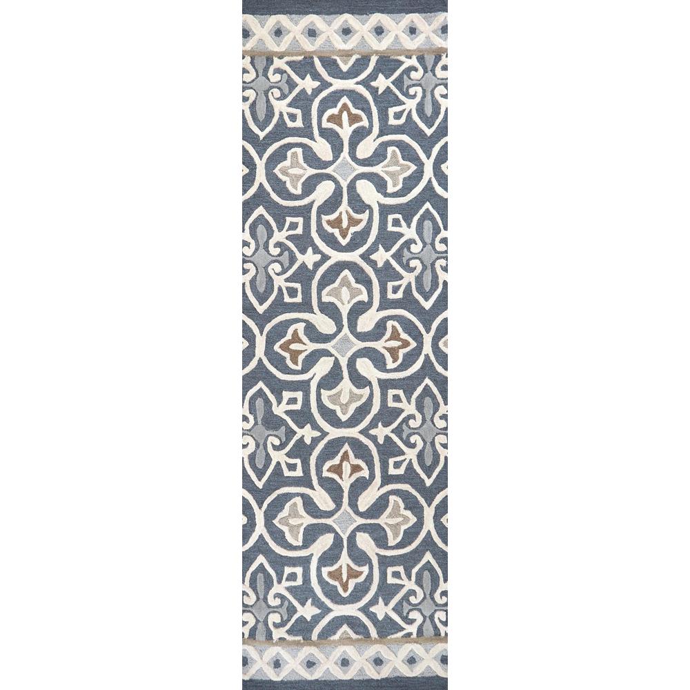 Hand Tufted Cut & Loop Pile Wool Rug, 2'6" x 8'. Picture 1