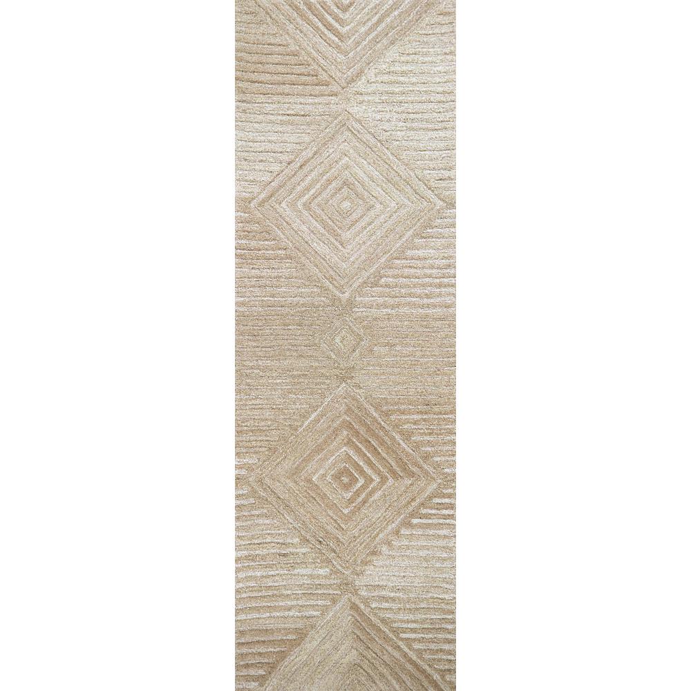 Hand Tufted Cut & Loop Pile Wool Rug, 2'6" x 8'. Picture 1