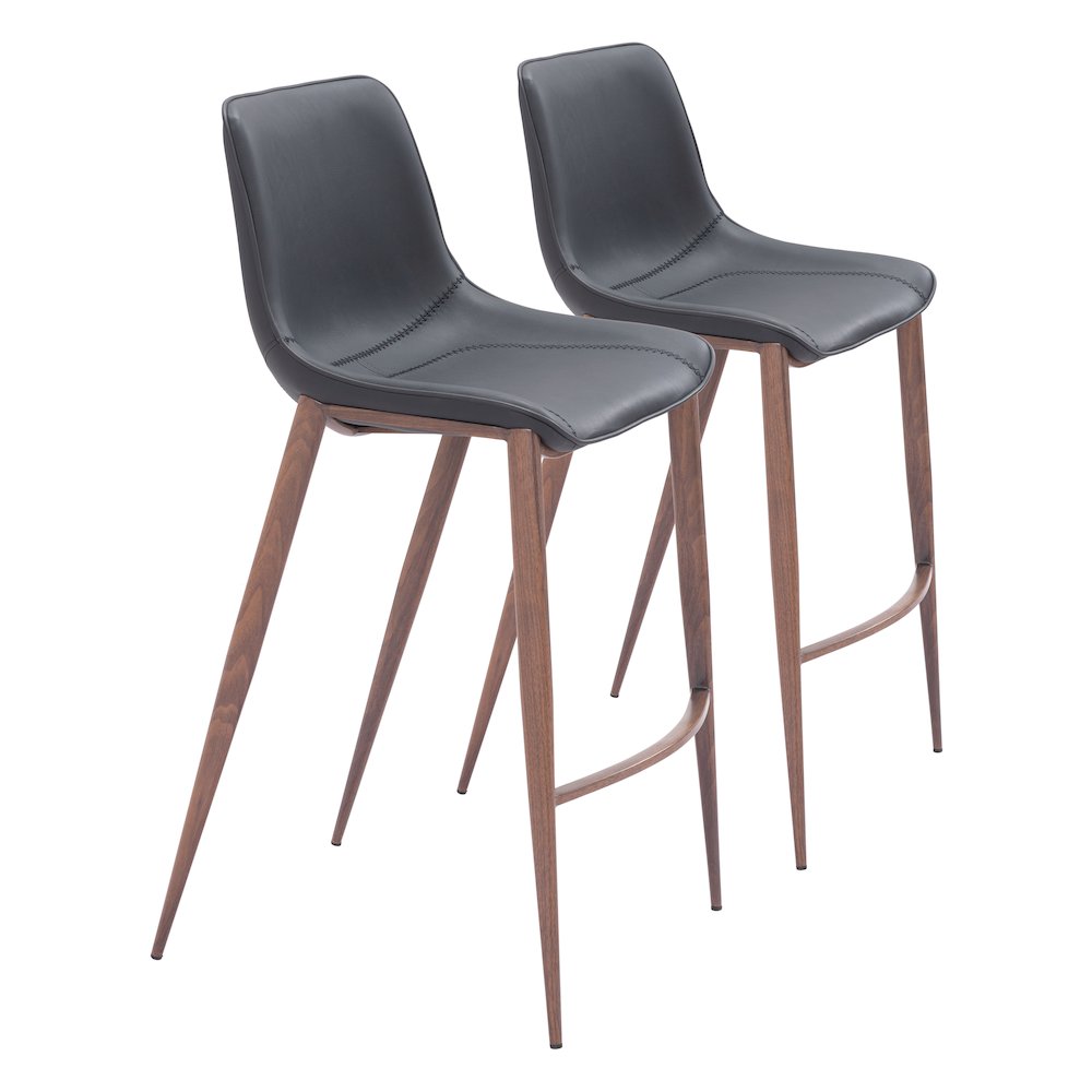 Magnus Barstool (Set of 2) Black & Walnut. Picture 6